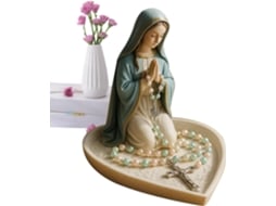 Terço Da Virgem Maria Com Jesus, Suporte Religioso Em Resina Para Terço De Jesus | Estatueta Colecio Gokoco