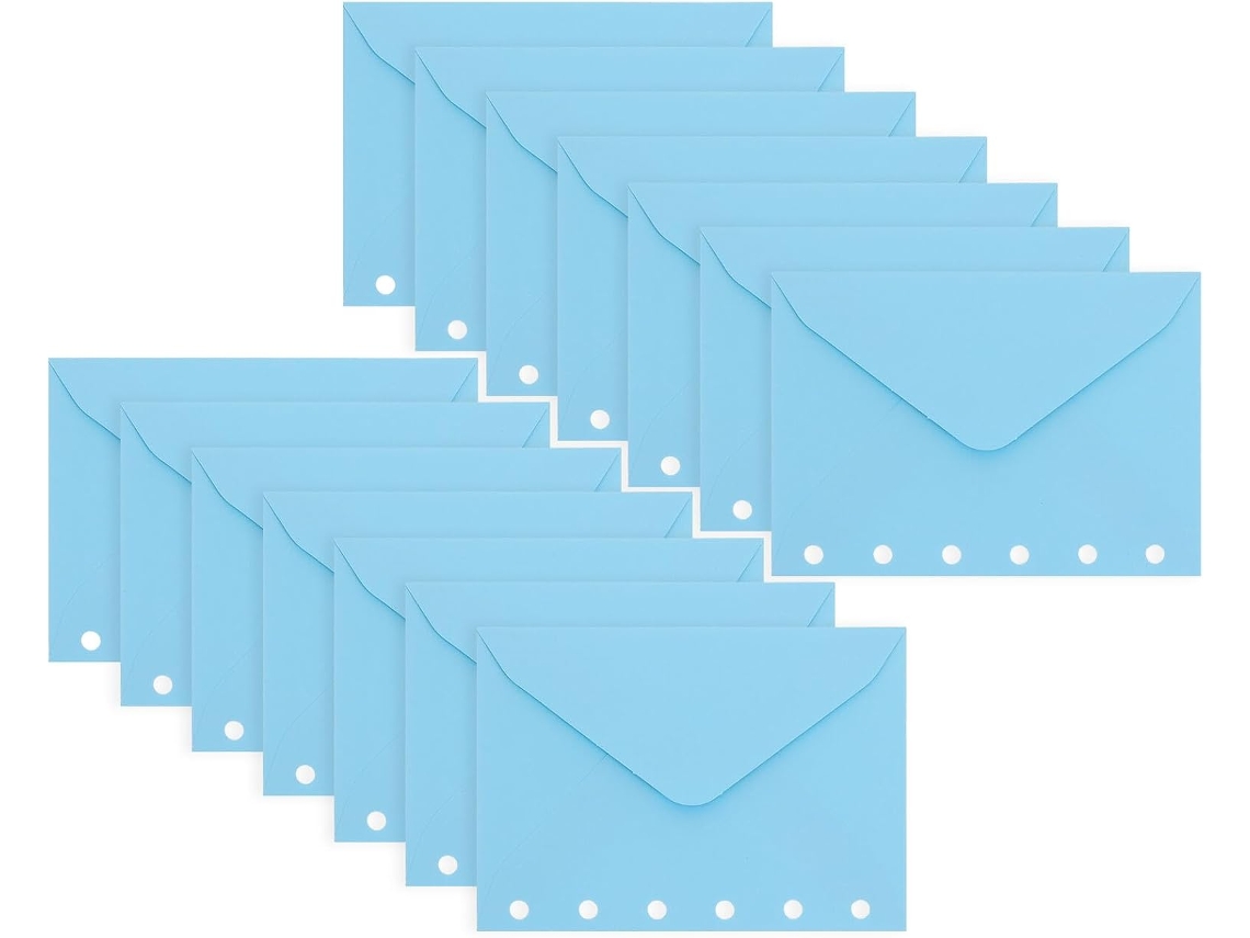 Envelopes de papel Gadpiparty A7, 6 furos, pacote com 5 unidades, azuis, sacolas reutilizáveis para documentos e papel.