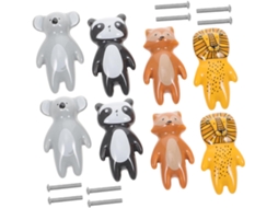 Lifkome Conjunto De 8-puxadores Cerâmica Em Formato Animais Para Armários Desenhos Animados Panda, Coala, Raposa E Leão