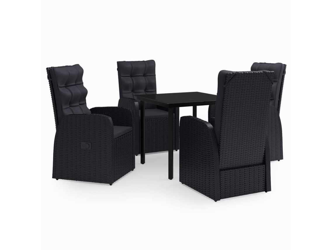 Garden Dining Set, Garden Dining Sets Vidaxl Preto Rattan / Vime (80 Cm Table Length)