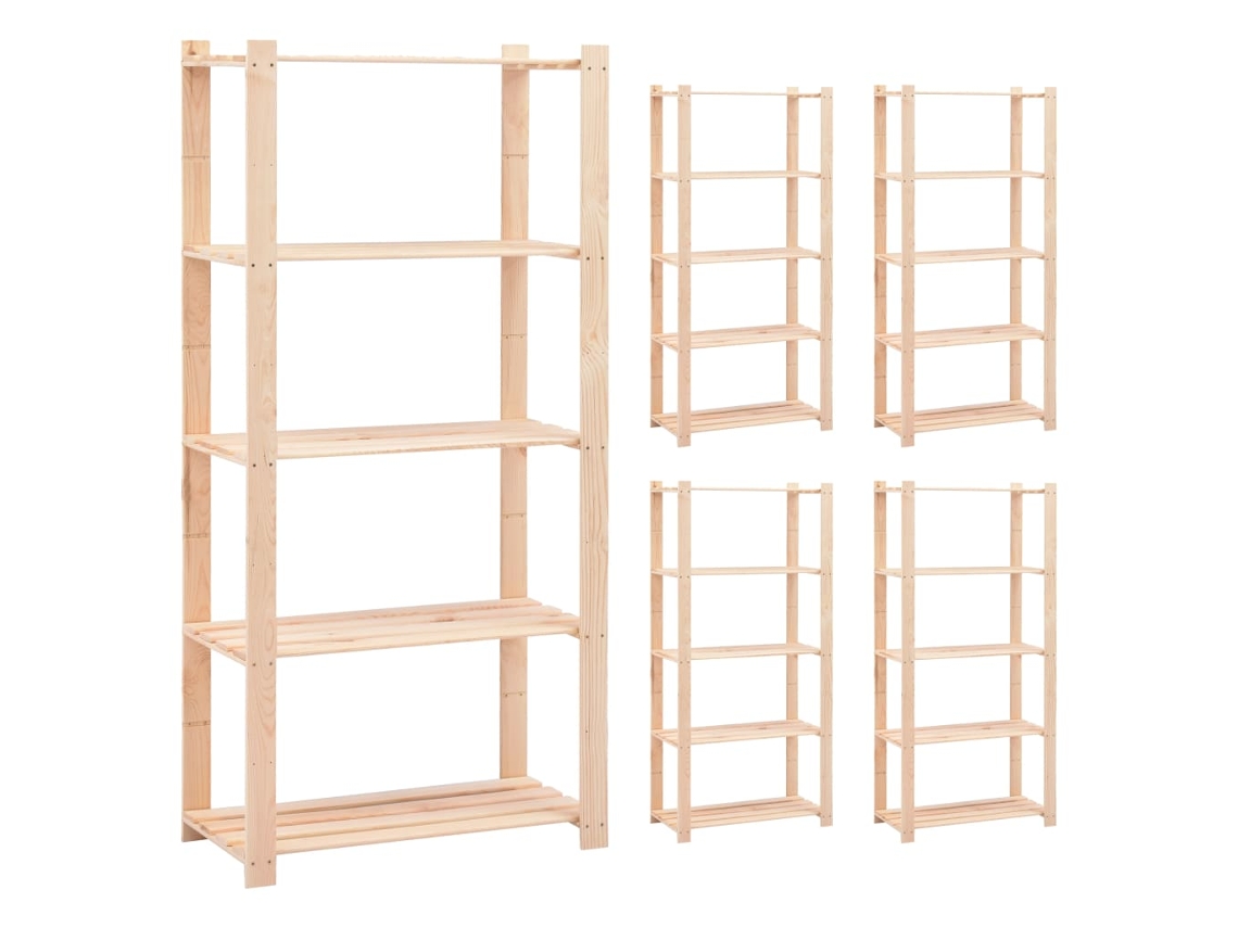 Conjunto 5 Storage Rack, Storage Racks Vidaxl Bege Madeira De Pinho (n/a)