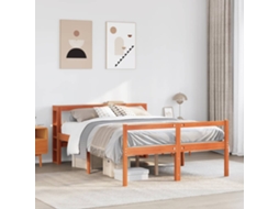 Vidaxl Estrutura Cama C/ Cabeceira 140x200cm Pinho Maciço Castanho-mel
