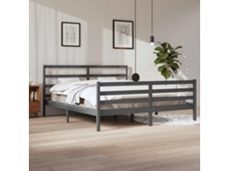 Vidaxl Estrutura De Cama 200x200 Cm Pinho Maciço Cinzento