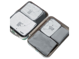 Conjunto de 7 Sacos Organizadores de Viagem Impermeáveis com Grande Capacidade para Higiene e Roupas Cinza