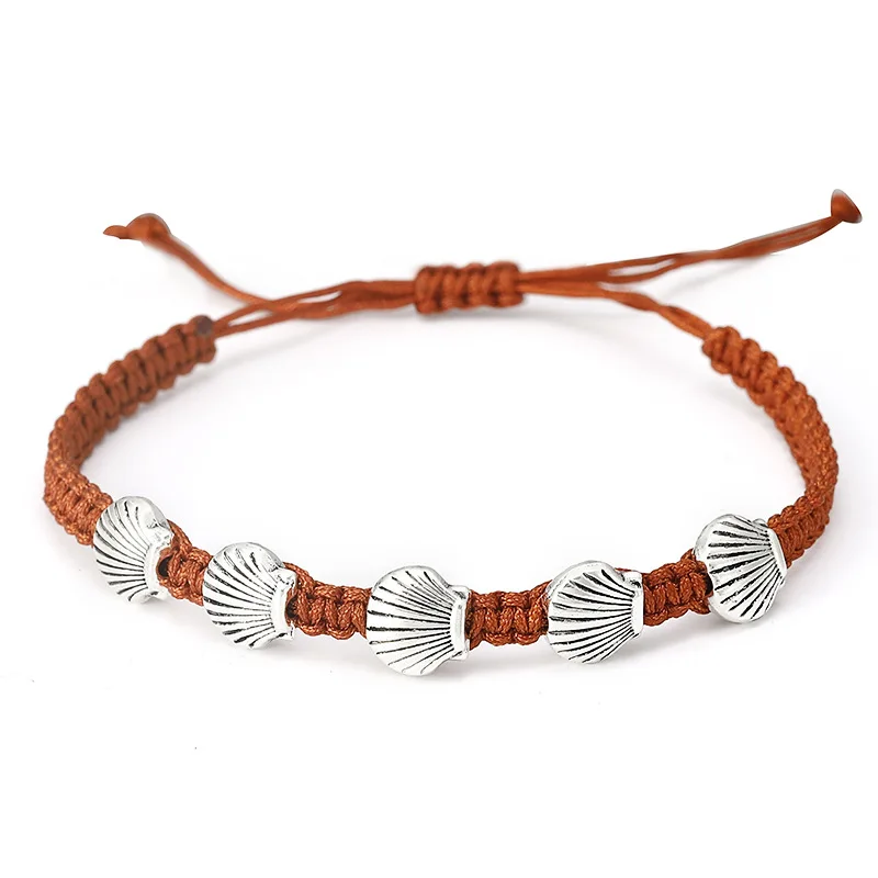Pulseira Com Pingente De Contas Trançadas À Mão (em Formato De Vieira), Adequada Tanto Para Homens Quanto Para Mulheres.