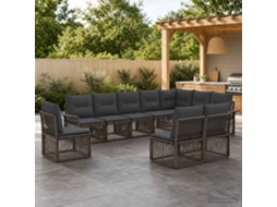 Vidaxl Conjunto De Sofá De Jardim 10 Unid. Cinzento Vime Pe