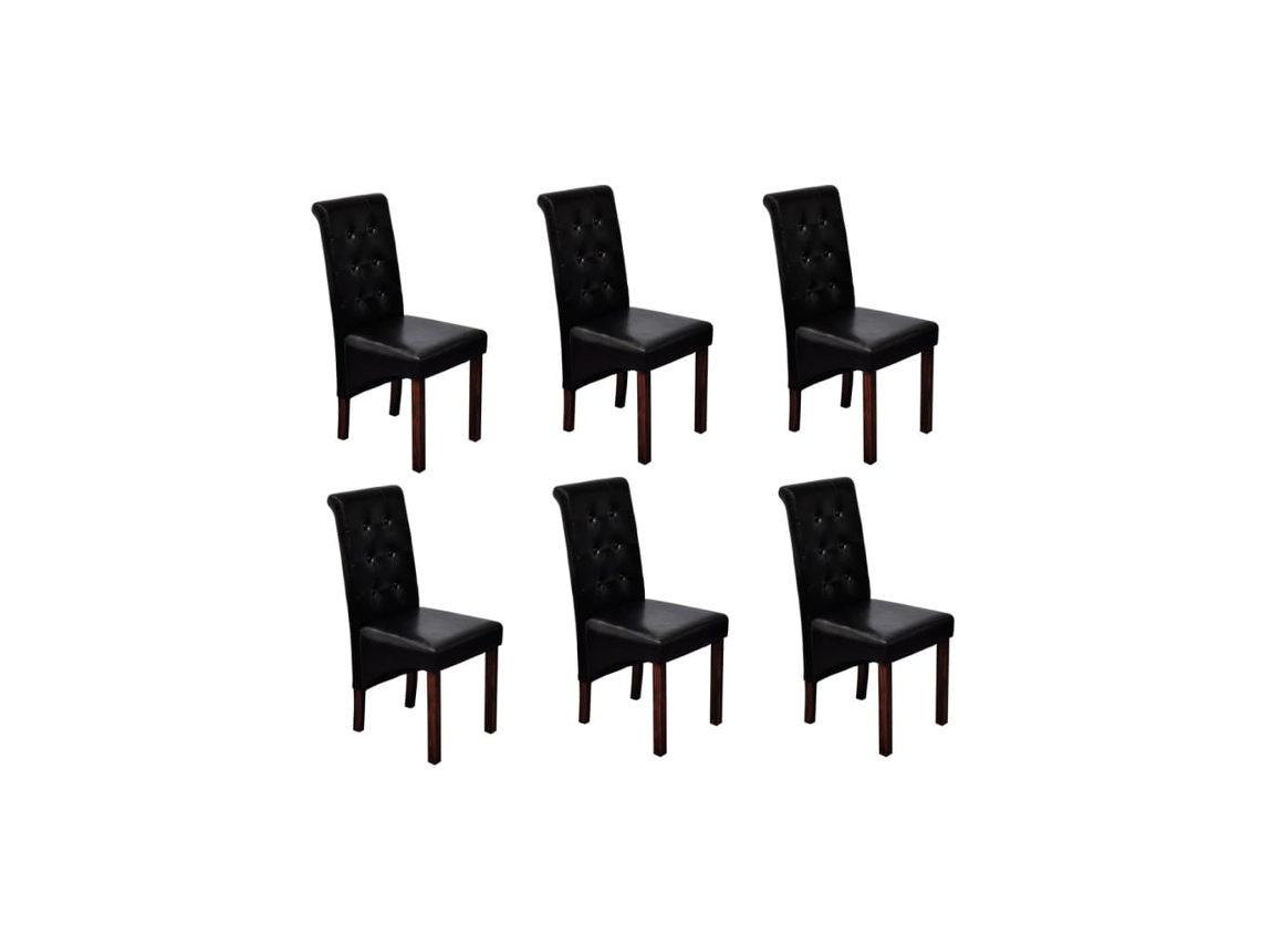 Vidaxl Cadeiras De Jantar 6 Pcs Couro Artificial Preto