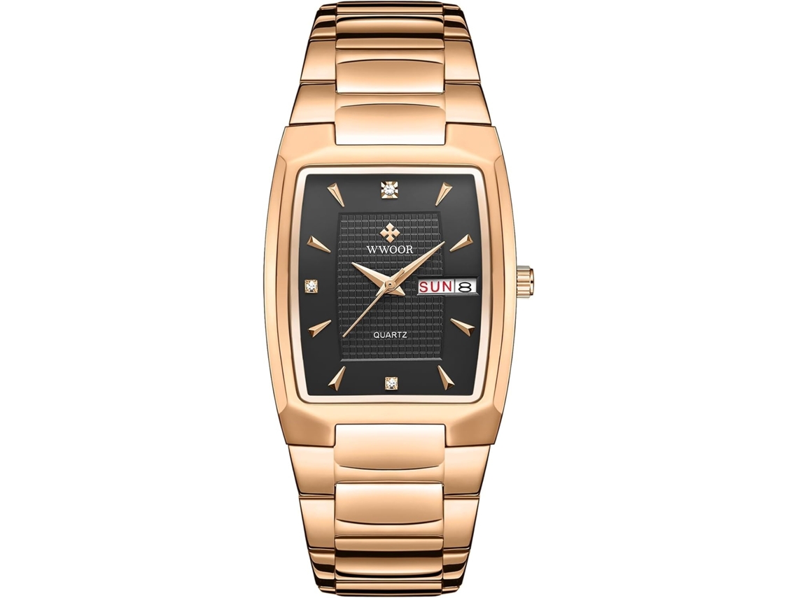 Lurelia Relógio Masculino, Movimento De Quartzo, Analógico, Detalhes Com Strass, Aço Inoxidável, Resistente À Água, Preto
