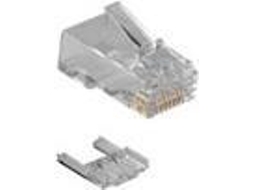 Conector modular RJ45 Cat6 para cabos redondos com condutores sólidos ou flexíveis. Adequado para condutores sólidos e flexíveis (8p/8c)