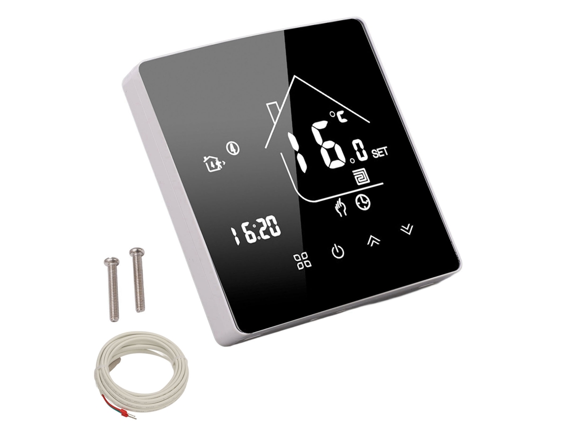 Termostato digital inteligente com controle por voz, app e tela tática LCD para aquecimento elétrico 95-240V S/MARCA