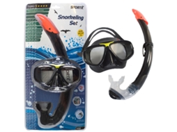 Conjunto De Snorkel Sportx Para Adultos, Preto, Com Vedação De Silicone Anti Vazamento.