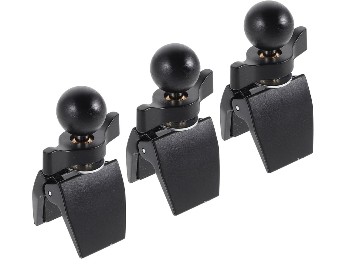 Suporte Para Celular Veicular Com Clipe Para Saída De Ar, Em Plástico Preto, Com Esfera De 17 Mm.