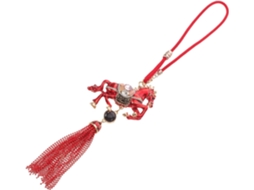 Pingente Metálica Strass Espelho Retrovisor Decoração Cavalo Chinês Pendurar Borla Vermelha Ornamento Festival GOKOCO