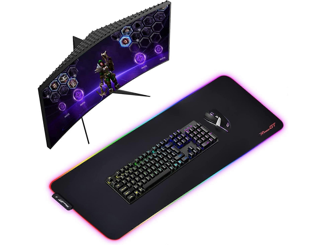 Mousepad Gamer Rgb Grande Xxl, Extra Grande Com Múltiplos Modos De Iluminação, Base Antiderrapante, Impermeável E Portátil Para Notebook. Brilvibera