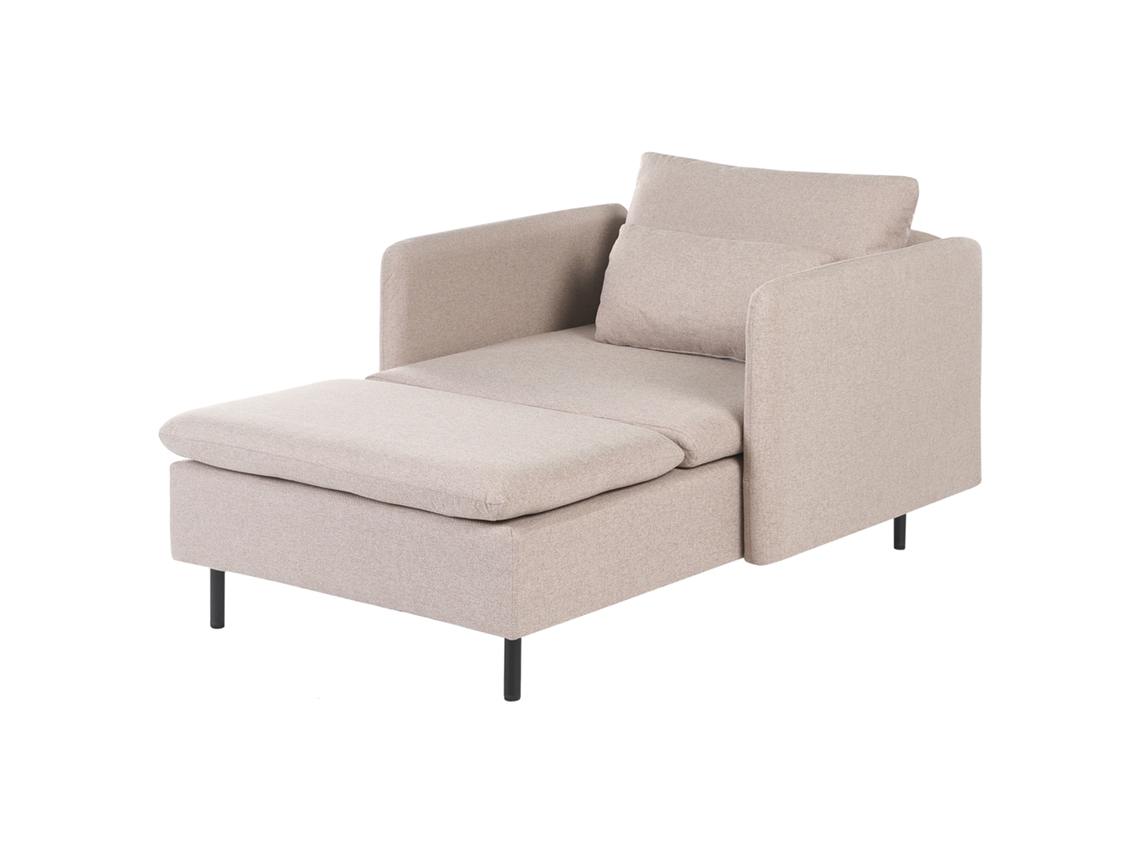 Chaise Longue Beliani Egeris De Tecido Creme 87x151x80