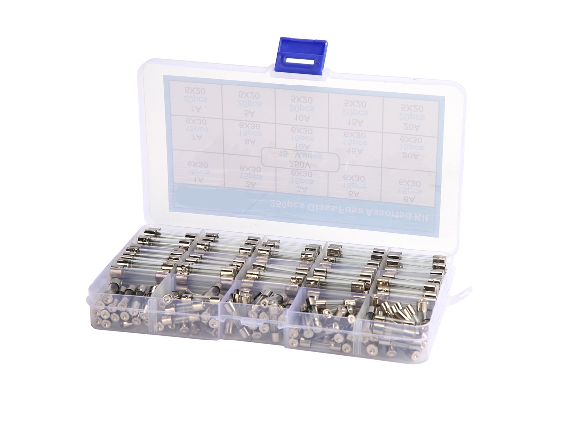 Kit de 250 Fusíveis de Vidro 5x20/6x30mm 1-20A YURU