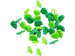 Tachinhas decorativas em formato de folha verde, artesanato em resina e metal, 30 unidades.