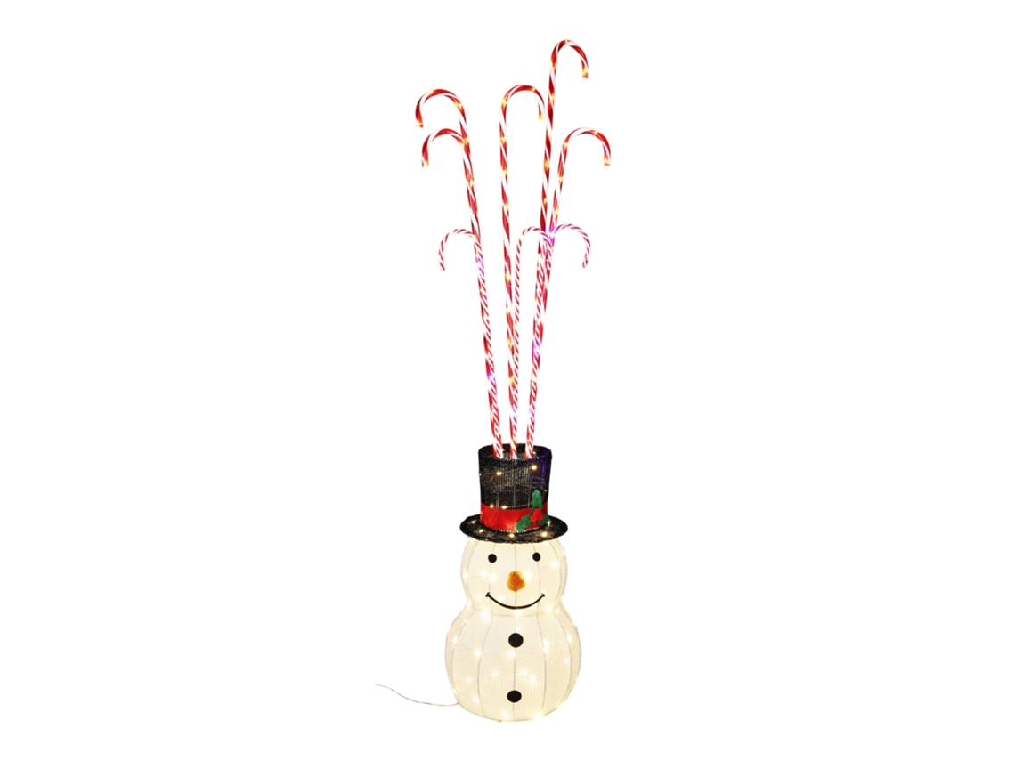 Boneco De Neve Caseiro Com Bengalas Doces E Luzes Led Quentes E Múltiplas.