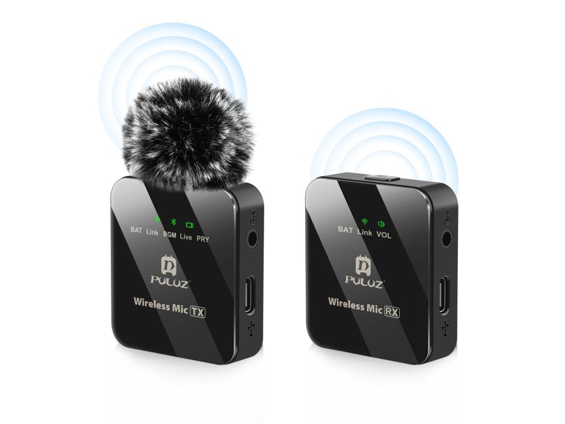 Microfone de Lapela Sem Fio 1 Tx + 1 Rx Jack 3.5mm Preto XIAOMOYU