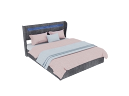 Cama Estofada S/marca Tecido Cinzento 160 X 200 Cm Com Led E Arrumação
