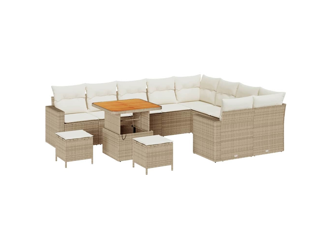 Maison Exclusive - Conjunto De Sofá De Jardim 13 Pcs Bege E Creme Vime Pe