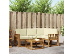 Vidaxl Conjunto De Sofás Para Exterior 5 Pcs Natural E Creme