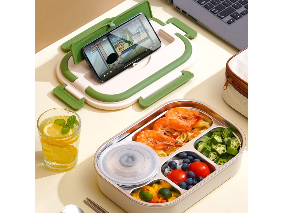 Marmita Em Aço Inox 304 Com Divisórias E Tampa - Caixa Bento Especial Para Micro-ondas Para Estudantes E Adultos