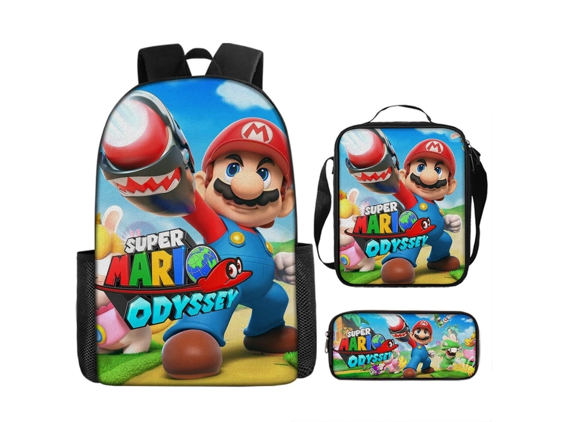Conjunto De Três Peças De Mochila De Estudante  Mario27*
