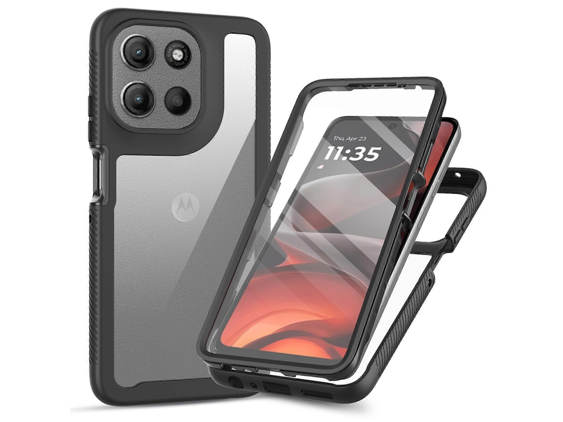 Capa Transparente Tkdaddy Para Motorola Moto G86 5g Pc Capa Traseira De Tpu Com Película De Tela Pet Preta