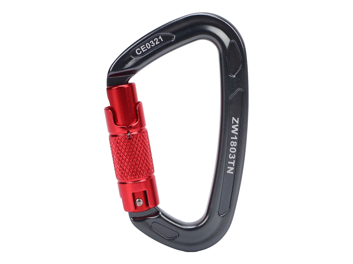 Clip de Escalada Auto bloqueio 25kn Gunmetal com Vermelho
