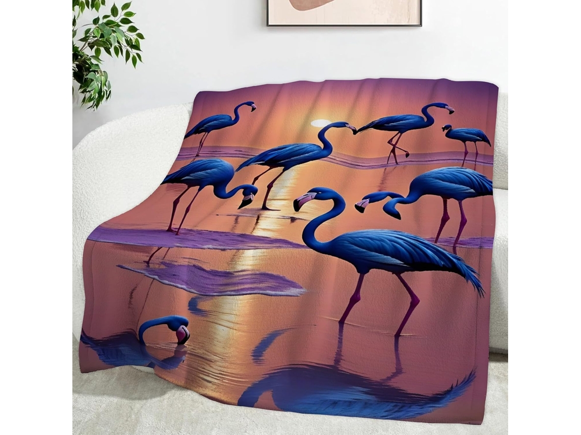 Manta Flamingo Rosa Luz do Sol 150x200 Cm Multifuncional Macia Confortável em Flanela Ideal para Cama Escritór