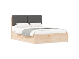 Estrutura de Cama com Cabeceira Estofada Cinza Escuro MAISON EXCLUSIVE