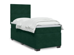 Vidaxl Cama Com Molas/colchão 80x200 Cm Veludo Verde-escuro