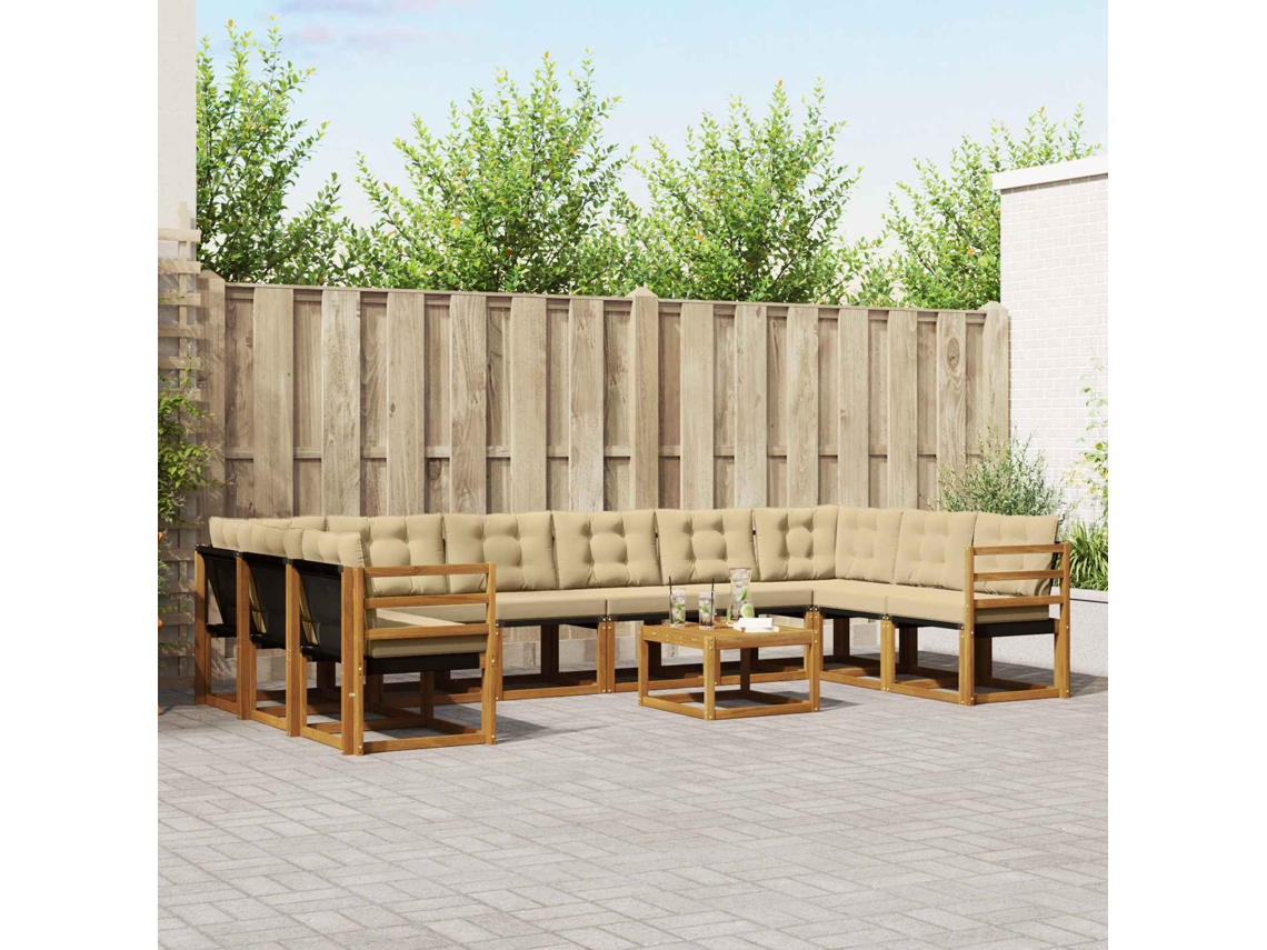 Vidaxl Conjunto De Sofás Para Exterior 11 Unid. Natural E Bege