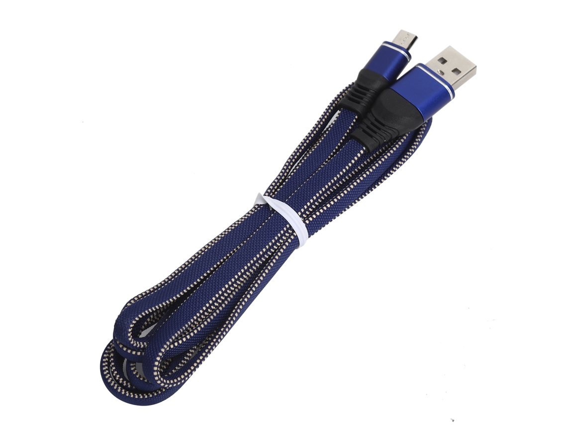 Mali cabo de Carregamento Micro Usb de Nylon Trançado com Carregamento Rápido para Celulares Android Azul 1.7m
