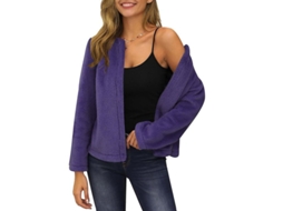 Cardigã de Pelúcia de Manga Longa para Mulher Inverno Primavera Casaco Casual de Lã Novo B