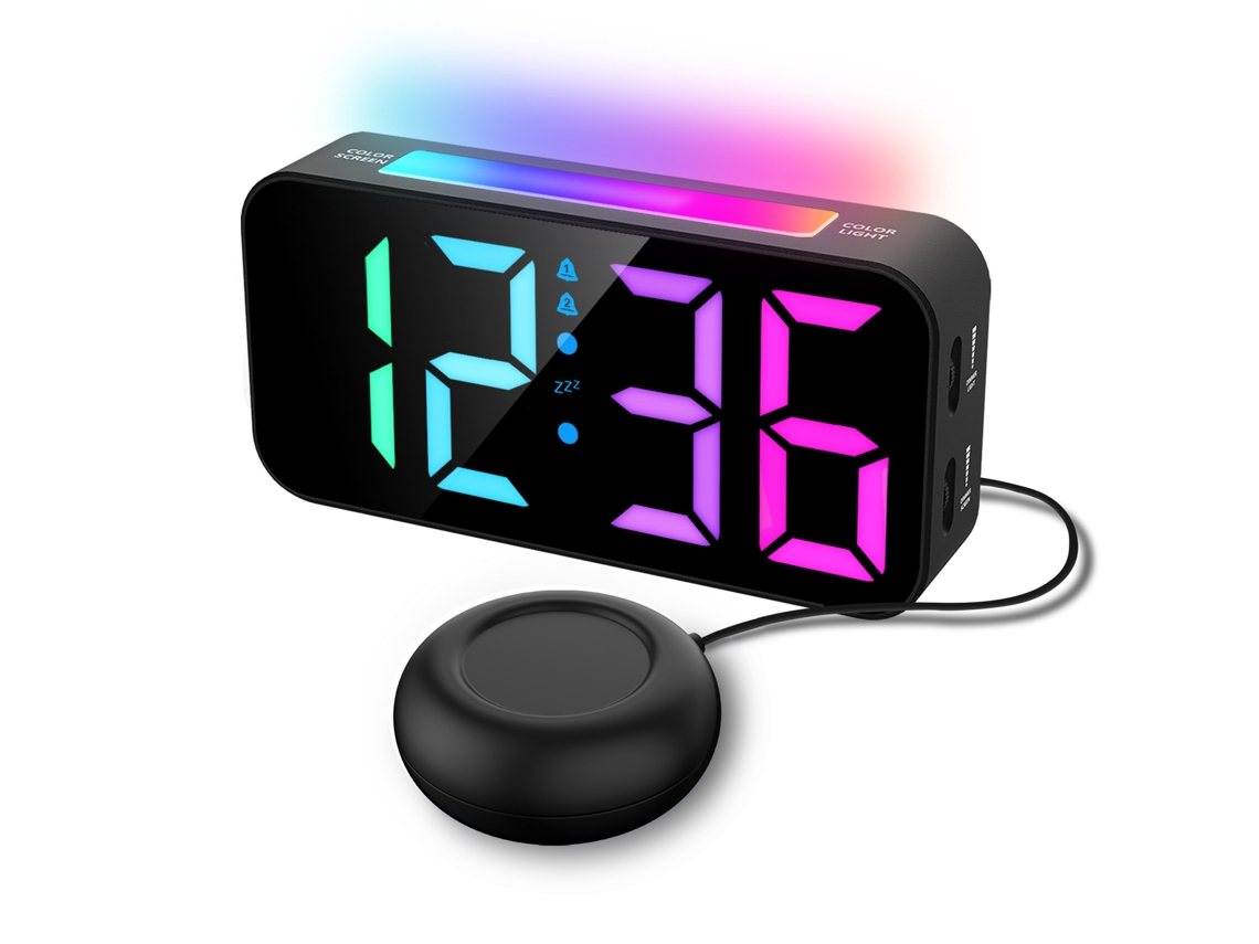 Relógio Despertador LED RGB com Vibrador e Retroiluminação Digital, ZYBLSSBB