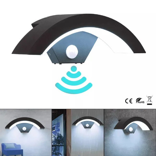 Aplique Exterior Led 18w Ip65 6000k Com Sensor E Ângulo Ajustável