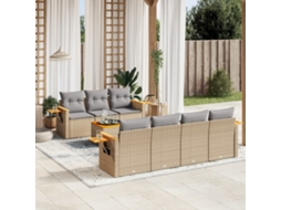 Pcs Conjunto De Sofás P/ Jardim Com Almofadões Vime Pe Bege Dkd Home Decor
