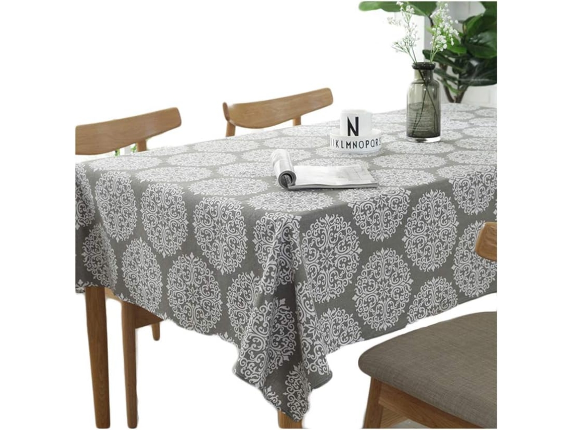 Toalha De Mesa Retrô Cinza Toalha De Mesa Retangular Toalha De Mesa De Algodão E Linho