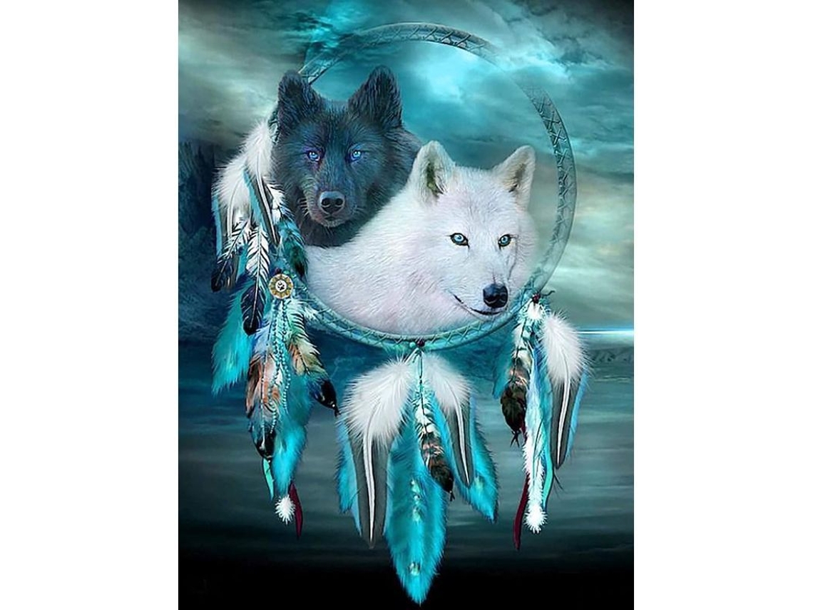 Pintura De Diamantes 5d Diy Cazador De Sueños Lobo Accesorios Completos Bordado Animal