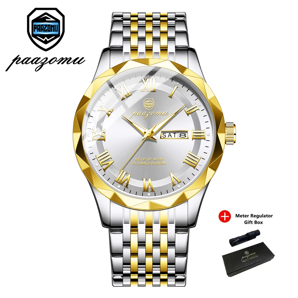 Relógio Casual Elegante (dourado E Branco), À Prova D'água E Luminoso De Luxo.