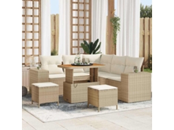 Vidaxl Conjunto De Sofá De Jardim 8 Unid. Bege Vime Pe