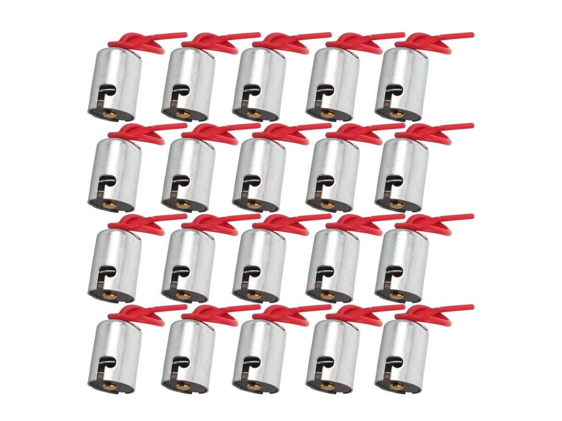 Conjunto de 20 soquetes metálicos para lanterna traseira de carro, com um único contato e base.