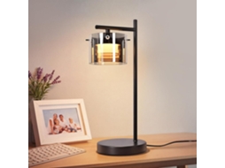 Nettlife Candeeiro De Mesa Led Com Cabo, Preta, Em Vidro Fumê E Metal, Luz Quente Moderna Para Sala De Estar, Quarto, Escritório E Corredor.
