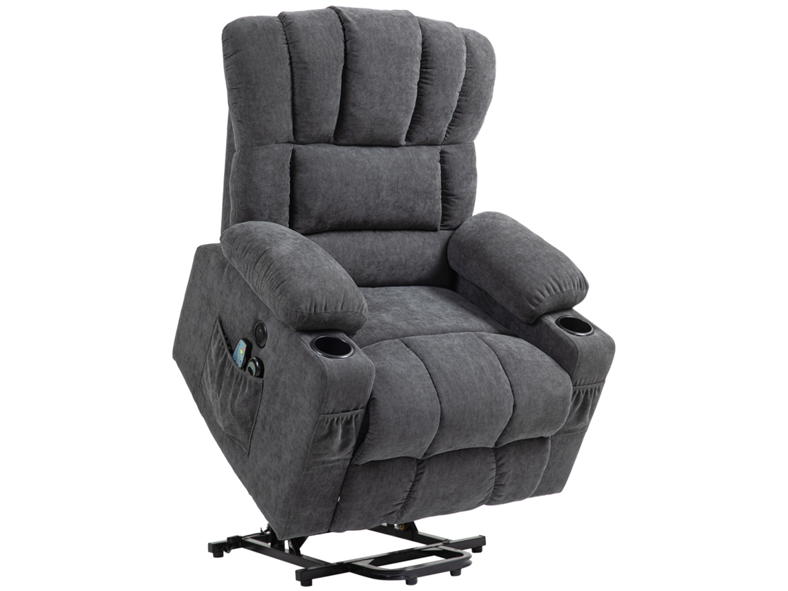 Cadeira elétrica de elevação, massagem, USB, porta copos, cinza escuro S/MARCA