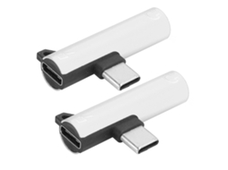Mali 2pcs Adaptador Type c para 3.5mm 2 em 1 com Porta de Carregamento para Fones de Ouvido Prata