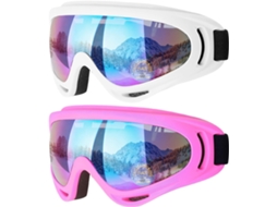Pacote com 2 Óculos de Esqui e Óculos de Motocicleta Branco/rosa, Snowboard BRILVIBERA
