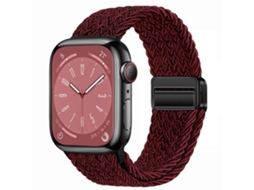 Pulseira elástica magnética de nylon com ranhuras para Apple Watch S10, marrom arco-íris e vermelha, 44 45 46 49 mm