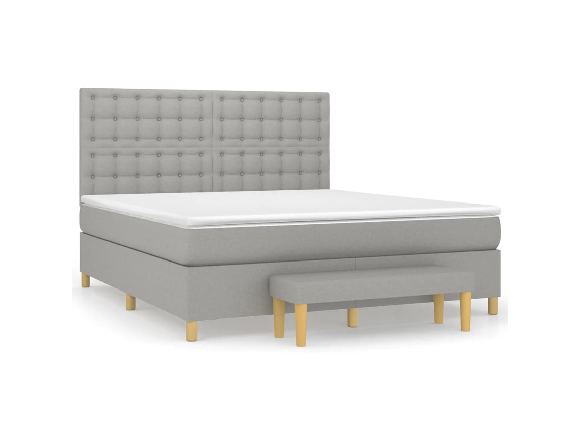 Cama com Molas/Colchão 180x200 Cm em Tecido Cinzento Claro MAISON EXCLUSIVE